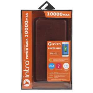PB1001 USB зарядки_25 Intro Power Bank 10 000 mAh, brown leather (19/1710)